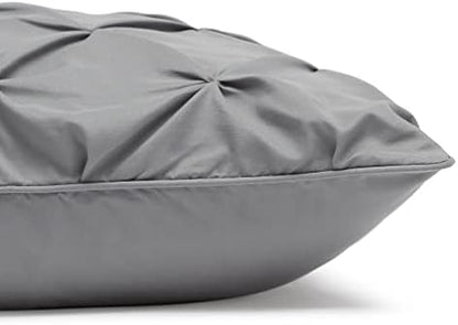 Amazon Basics 2 Piece Soft, Lightweight Down-Alternative All-Season Comforter and Bedding Set, Pinch Pleat, Twin/TwinXL, Dark Grey
