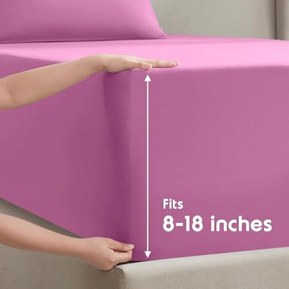 Nestl Twin Sheet Set - Bed Sheets - Light Pink - 3-Piece Deep Pocket