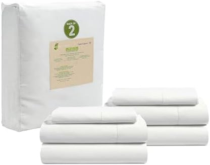 LANE LINEN Twin XL Sheet Set 100% Organic Cotton Soft 6pc Percale - White