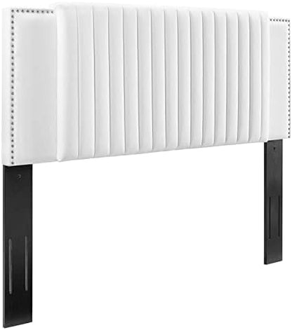 Modway MOD-6662-WHI Felicity Channel Tufted Performance Velvet Full/Queen Headboard, White