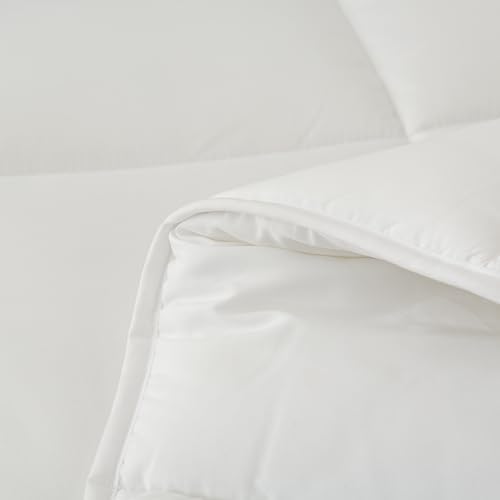 Dorrin Nessin Down Alternative Super Cal King 120x98 Comforter All Season Duvet Insert-Ultra Soft Double Brushed Microfiber Quilt Cover with 8 Corner Tabs (Super King, White)