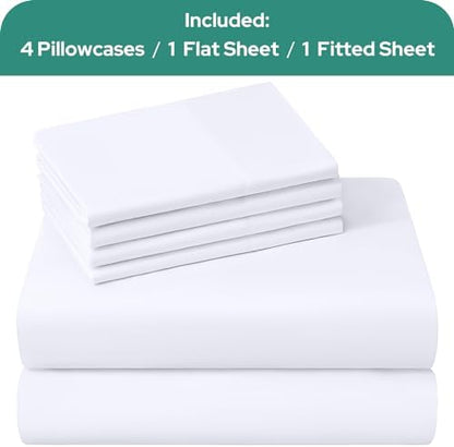 HOMEIDEAS Full Size Bed Sheets - 6 Piece Set (White) - Extra Soft Brushed Microfiber 1800 Bedding Sheets, Deep Pocket, Wrinkle & Fade Free