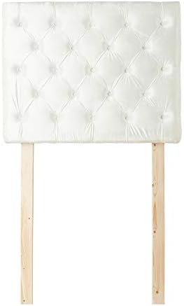 Tufted Velvet Plush College Dorm Twin XL Headboard - White with Legs