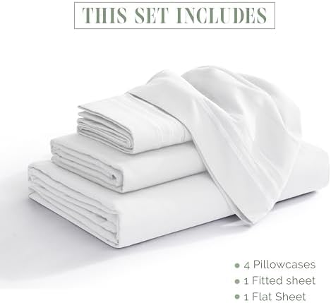 Elegant Comfort Luxurious 1500 Premium Hotel Quality Microfiber 4-Piece Sheet Set, 18-24 Inches Deep - Extra Deep Pocket Sheets - Ultra Soft 4PC Deep Pocket Sheets, California King, White