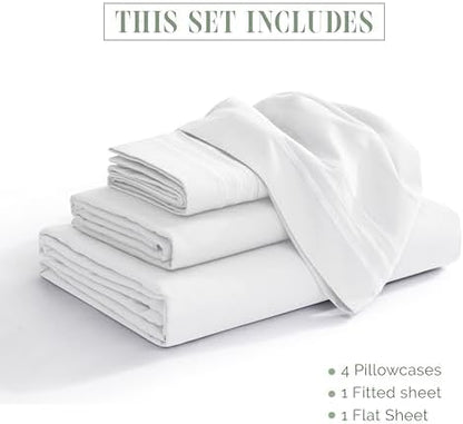 Elegant Comfort Luxurious 1500 Premium Hotel Quality Microfiber 4-Piece Sheet Set, 18-24 Inches Deep - Extra Deep Pocket Sheets - Ultra Soft 4PC Deep Pocket Sheets, California King, White