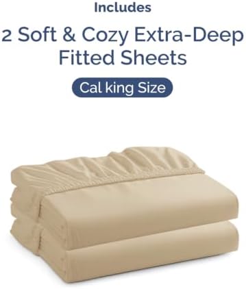 CGK Linens 2 Pack Extra Deep Cal King Fitted Sheets - Cream