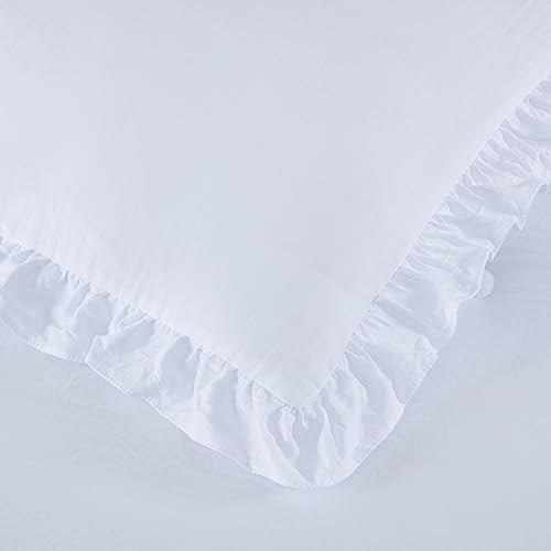Chezmoi Collection Sinclair 3-Piece Ruffle Skirt Bedspread Set - French Country Chic Farmhouse - Full, White