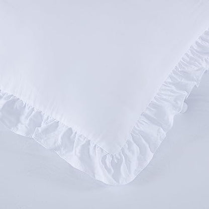 Chezmoi Collection Sinclair 3-Piece Ruffle Skirt Bedspread Set - French Country Chic Farmhouse - Full, White