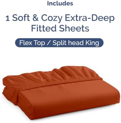 CGK Linens Extra Deep Flex Top Split Head King Fitted Sheet - Terracotta