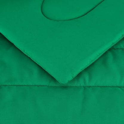 Amazon Basics 7-Piece Soft, All-Season Microfiber Kid's Bed-in-a-Bag Bedding Set with Comforter, Sheets, Pillow Shams and Pillowcases, Full/Queen, Solid Green