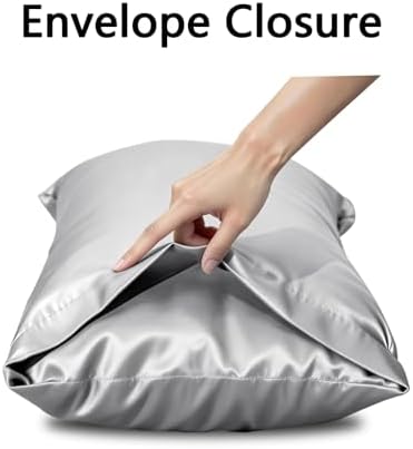 Vielit Satin Body Pillow Pillowcase 1pc,Silky Body Pillow Cover Similar to Silk Pillow Cases Soft Body Pillow Case 20x54 & Envelope Closure,Gift for Women Men Grey & 1 Satin Scunchie