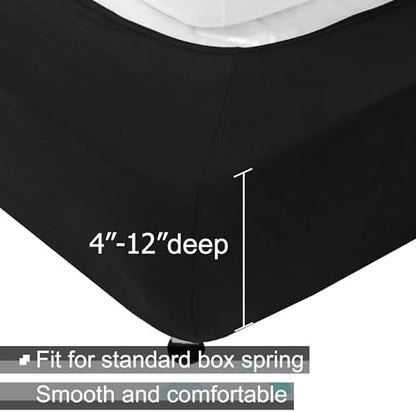 ALYVIA SPRING Full Size Box Spring Cover Jersey Knit Stretchy, Black
