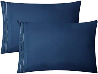 Clara Clark Bed Sheets, Premier 1800 Series 4 Piece Bed Sheet Set, Deep Pocket, Wrinkle, Fade, Stain Resistant, Luxury Soft Bedding Sheets & Pillowcases, Twin-XL, Navy Blue