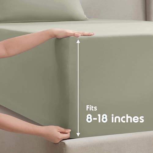 Nestl Twin XL Sheet Set - Bed Sheets - Light Green - 3-Piece Deep Pocket