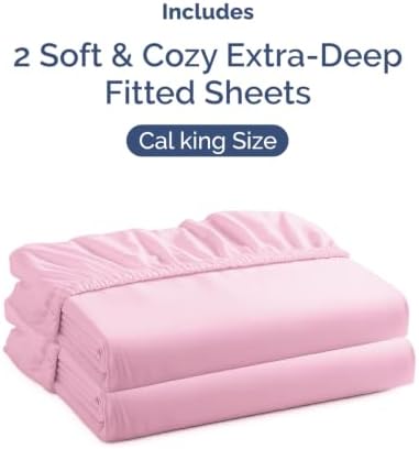 CGK Linens 2 Pack Extra Deep Cal King Fitted Sheets - Light Pink