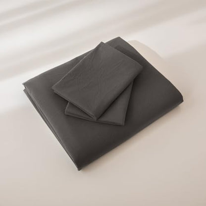 JIYUAN King Washed Cotton Duvet Cover Set, 3-Piece, Relaxed Linen Feel