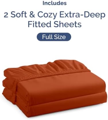 CGK Linens 2 Pack Extra Deep Full Fitted Sheets - Terracotta