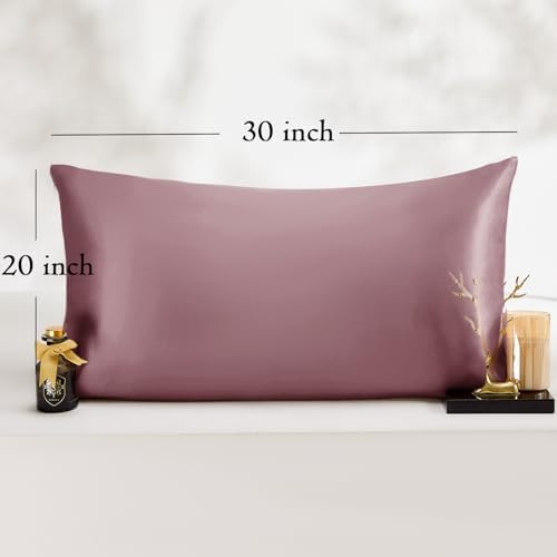 Vielit Queen Satin Pillowcase for Hair 2pc,Similar to Silk Pillow Cases,Easier Care Than Silk Pillowcase,Gifts for Women Men,Dusty Rose,20x30 & Envelope Closure and 2 Satin Scrunchies