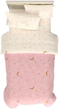 Lux Hello Kitty Velvet Bedding 5 Piece Super Soft Cozy Reversible Comforter and Sheet Set with Sham & Tote Bag, Twin, (Officially Licensed Product) By Franco