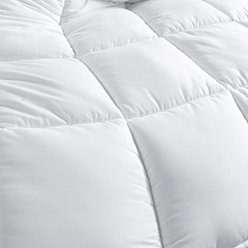 Winter Extra Warm White Super King Size Down Alternative Comforter, Heavyweight Fiberfill Comforter Duvet Insert 120x98 with Corner Tabs - Ultra Soft Brushed Microfiber Shell