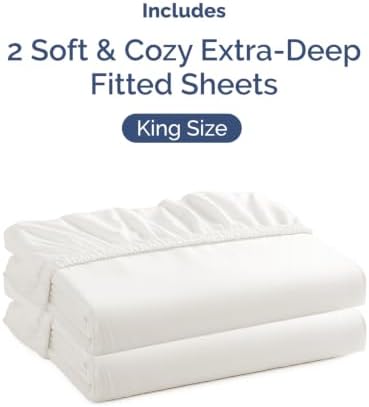 CGK Linens 2 Pack Extra Deep King Fitted Sheets - Antique White