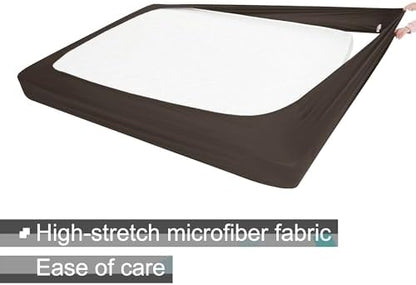 ALYVIA SPRING King Box Spring Cover Jersey Knit Stretchy, Brown