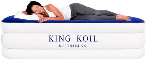 King Koil Air Mattress Queen with Built-in Pump, Inflatable Blow Up Bed