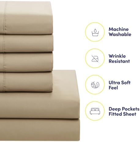 Twin Comforter Set with Sheets - 5-Piece Bedding Collection - 1 Comforter, 1 Fitted Sheet, 1 Flat, 2 Pillowcases - Deep Pocket - Soft & Breathable Premium Quality - Ideal for All Seasons, Taupe