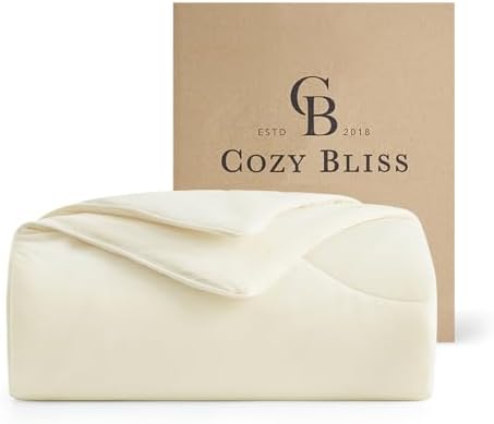 Cozy Bliss Cooling Comforter Cali King Size, Reversible Lightweight Cooling Blankets for Hot Sleepers and Night Sweats, Q-Max>0.45 Soft Breathable Silky Smooth Summer Comforter, Snow Ivory, 106"x96"