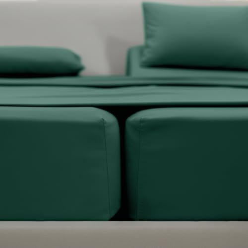 Elegant Comfort Luxury 5-Piece Bed Sheet Set - Luxury Bedding 1500 Premium Hotel Quality Microfiber, Wrinkle Resistant Cool and Breathable, Easy Elastic Fitted, Split King, Hunter Green