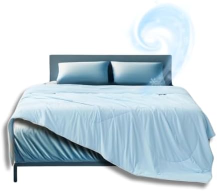 Continental Bedding Arctic Dreams Blue Cooling Comforter Duvet Breathable & Soft Polyester/Nylon Fabric - King Size 86 Inch x 102 Inch