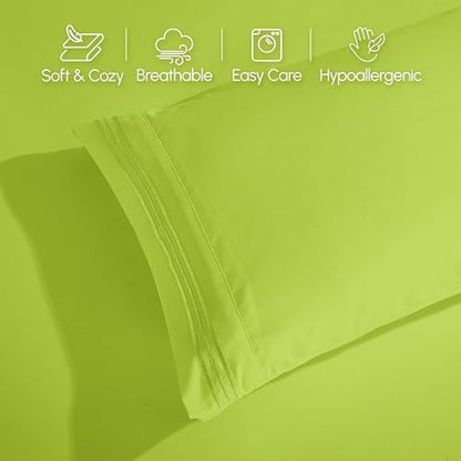 Elegant Comfort Luxury 4-Piece Bed Sheet Set - Luxury Bedding 1500 Premium Hotel Quality Microfiber, Wrinkle Resistant Cool & Breathable, Easy Elastic Fitted, Full, Neon Green