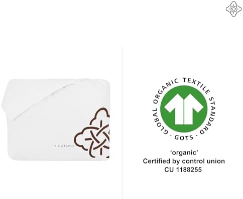 Bioweaves 100% Organic Cotton Mattress Pad Cover, GOTS Certified Cooling 300 GSM Quilted Fitted Mattress Topper & Protector with Soft Cotton Wadding - White, 20 Inch Deep Pocket, Twin