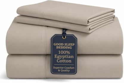 100% Egyptian Cotton Sheets King Size, 4 Piece, Beige Sheets King Size