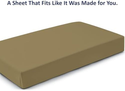 1 PC Cot Size 25" x 75" Fitted Sheet Only, 100% Egyptian Cotton,Taupe Solid