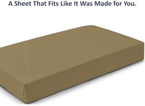 1 PC Cot Size 33" x 75" Fitted Sheet Only, 100% Egyptian Cotton,Taupe Solid