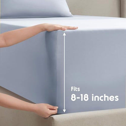 Nestl Full XL Sheet Set - Bed Sheets - Ice Blue - 4-Piece Deep Pocket