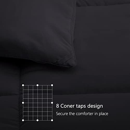 TEXARTIST Queen Comforter, All Season Down Alternative Black Duvet Insert