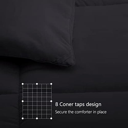 TEXARTIST Queen Comforter, All Season Down Alternative Black Duvet Insert