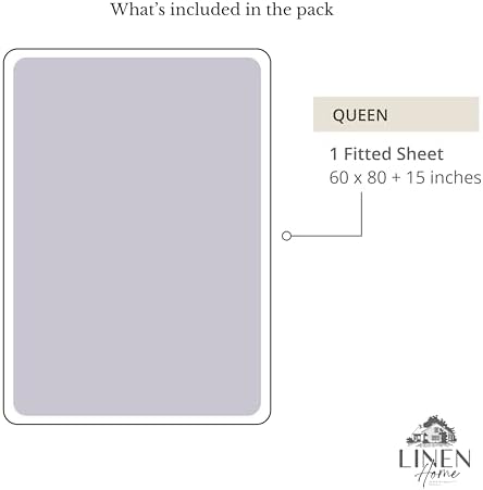 Linen Home Queen Size Fitted Sheet only 100% Cotton Percale, Prelude Purple