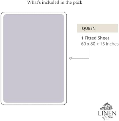 Linen Home Queen Size Fitted Sheet only 100% Cotton Percale, Prelude Purple
