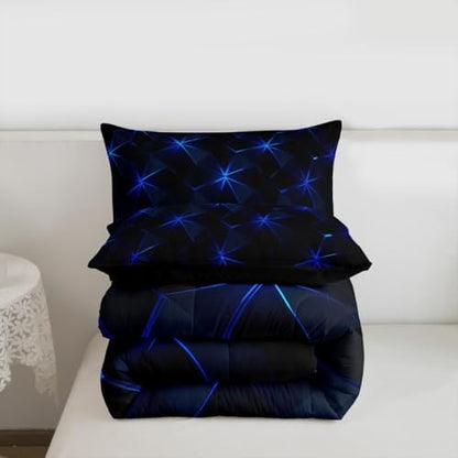 jejeloiu Geometric Comforter Set Queen Size Abstract Art Bedding Set for Kids Boys Girls Luxury Duvet Quilt Bedroom Decor Microfiber 3 Pcs with 2 Pillow Cases