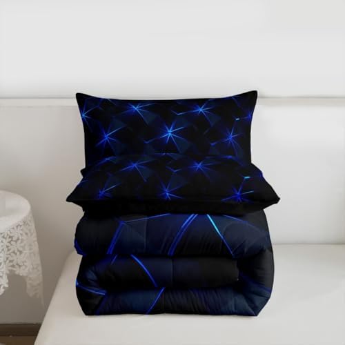 jejeloiu Geometric Comforter Set Twin Size Abstract Art Bedding Set for Kids Boys Girls Luxury Duvet Quilt Bedroom Decor Microfiber 2 Pcs with 1 Pillow Cases