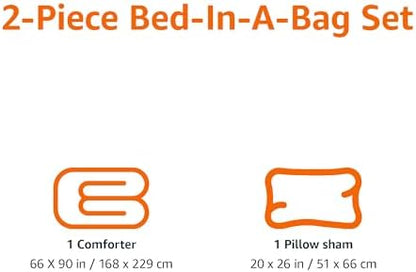Amazon Basics 2-Piece Soft Microfiber Kid's Comforter and Pillow Sham Set, Twin, Navy, Solid