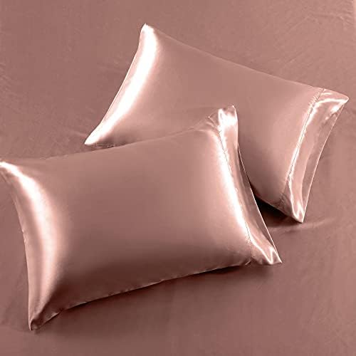 SiinvdaBZX 4Pcs Satin Sheet Set Queen Size 15-Inch Deep Pocket, Champagne