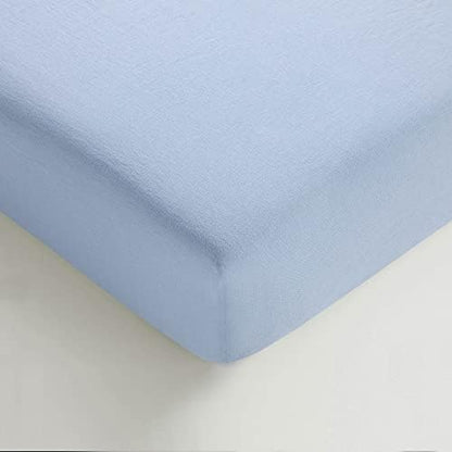 Sijo Stone Washed Organic French Linen Bed Sheet Set, GOTS Certified Organic, Best Cooling Linen Sheet Award by Sleep Foundation, 1 Flat Sheet Only (Sky, King/Cal King)