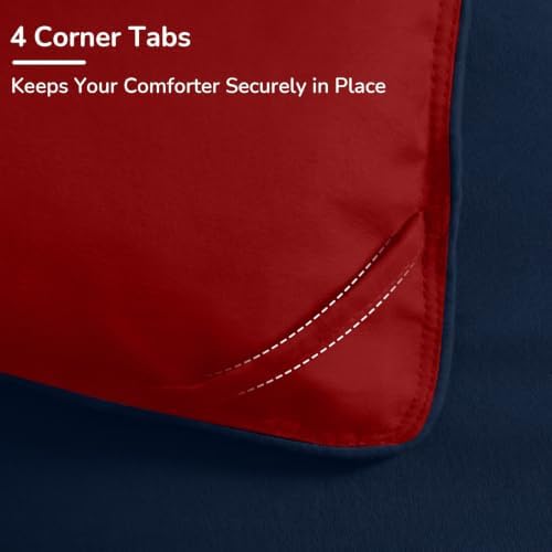 downluxe California King Comforter Set Soft Reversible 3 Pieces, Red/Navy