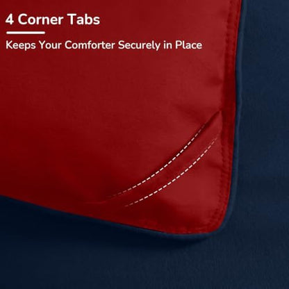 downluxe King Comforter Set Soft Reversible 3 Pieces, Red/Navy