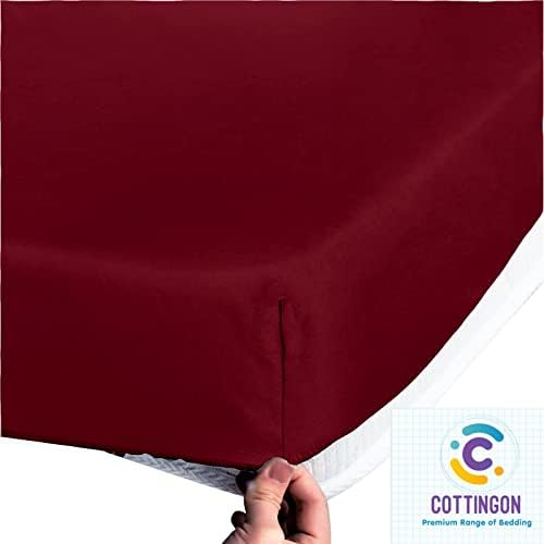 1 PC Top Split King Fitted Sheet for Adjustable beds, 34" Split, Burgundy