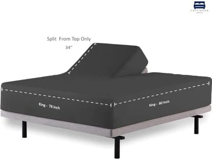 1 PC Top Split Queen Fitted Sheet for Adjustable beds, 34" Split, Dark Grey